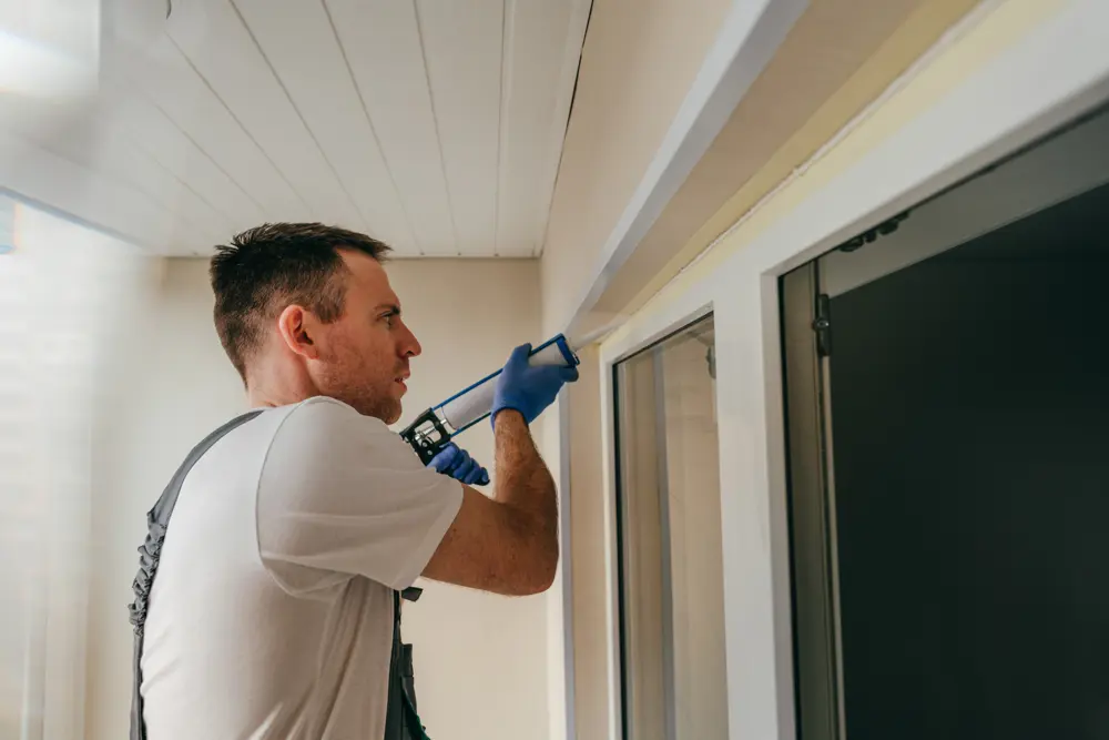 Young Man Wearing Overalls Sealing Cracks Between 2025 01 09 00 22 39 Utc